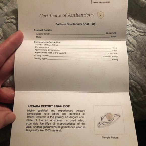 Angara Solitaire Opal Infinity Ring sz 5 - Picture 2 of 3